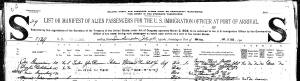 Charles Peselnick 7/18/1904 Ship Passenger Record